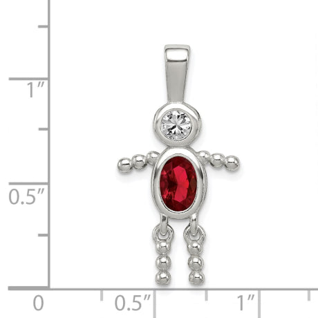 Sterling Silver CZ & January Glass Boy Pendant