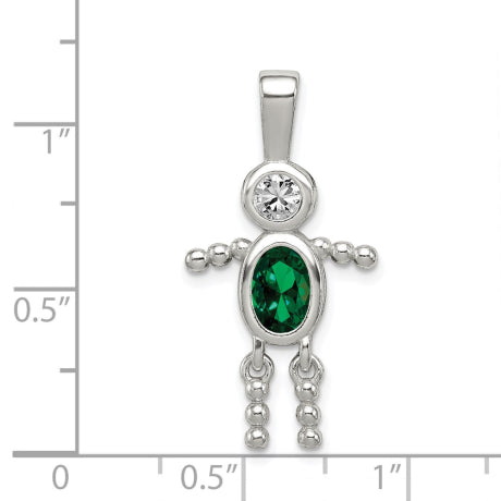 Sterling Silver CZ & May Glass Boy Pendant