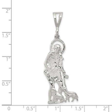 Sterling Silver Polished & Textured St. Lazarus Pendant