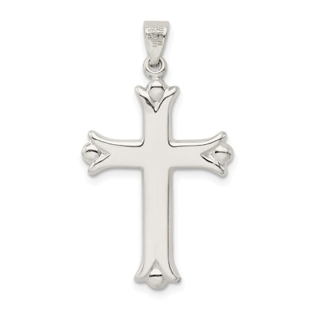 Sterling Silver Polished Budded Cross Pendant