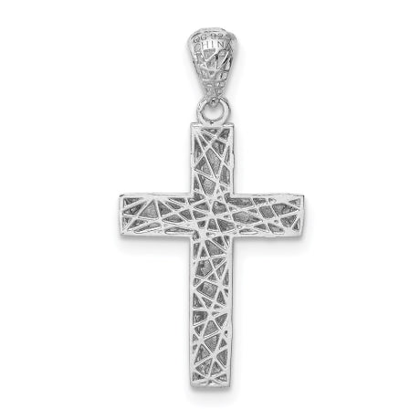 Sterling Silver Rhodium-plated Polished Cross Pendant
