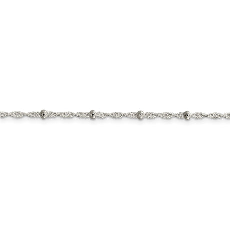 Sterling Silver 2.5mm Singapore w/ Beads Chain Anklet
