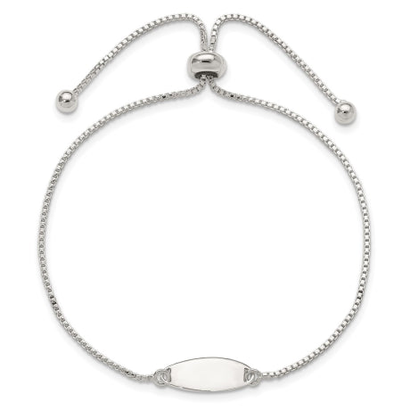 Sterling Silver Polished Bar Adjustable Bracelet