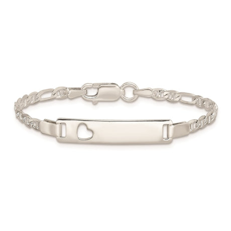 Sterling Silver Baby ID with Cut-out Heart Bracelet
