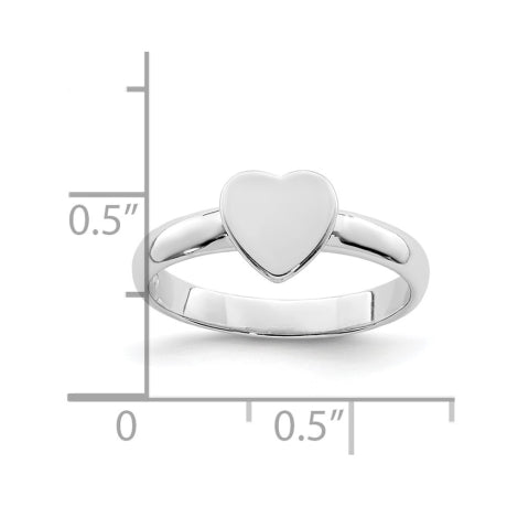 Sterling Silver Rhodium-plated Heart Ring