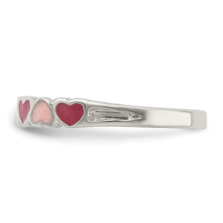 Sterling Silver Children's Enameled Hearts Ring