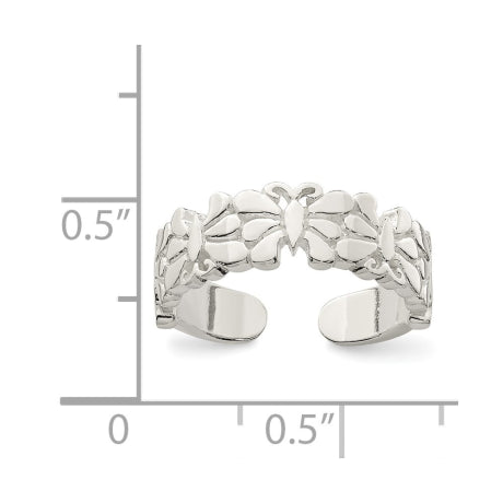 Sterling Silver Polished Butterflies Toe Ring
