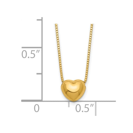 14K Polished 3D Puffed Heart 16 inch Necklace