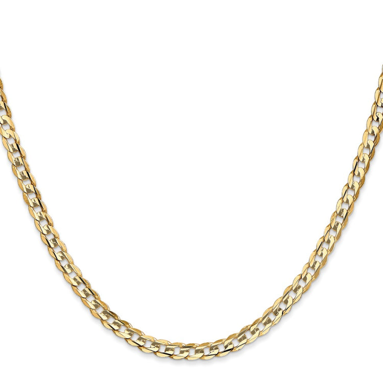 14K 20 inch 3.8mm Open Concave Curb with Lobster Clasp Chain