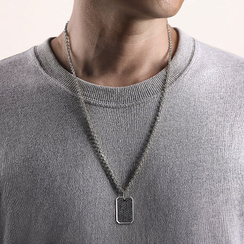 Gabriel & Co | 925 Sterling Silver Black Spinel Dog Tag Pendant