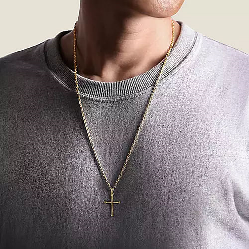 Gabriel & Co | 14K Yellow Gold Twisted Rope Cross Pendant