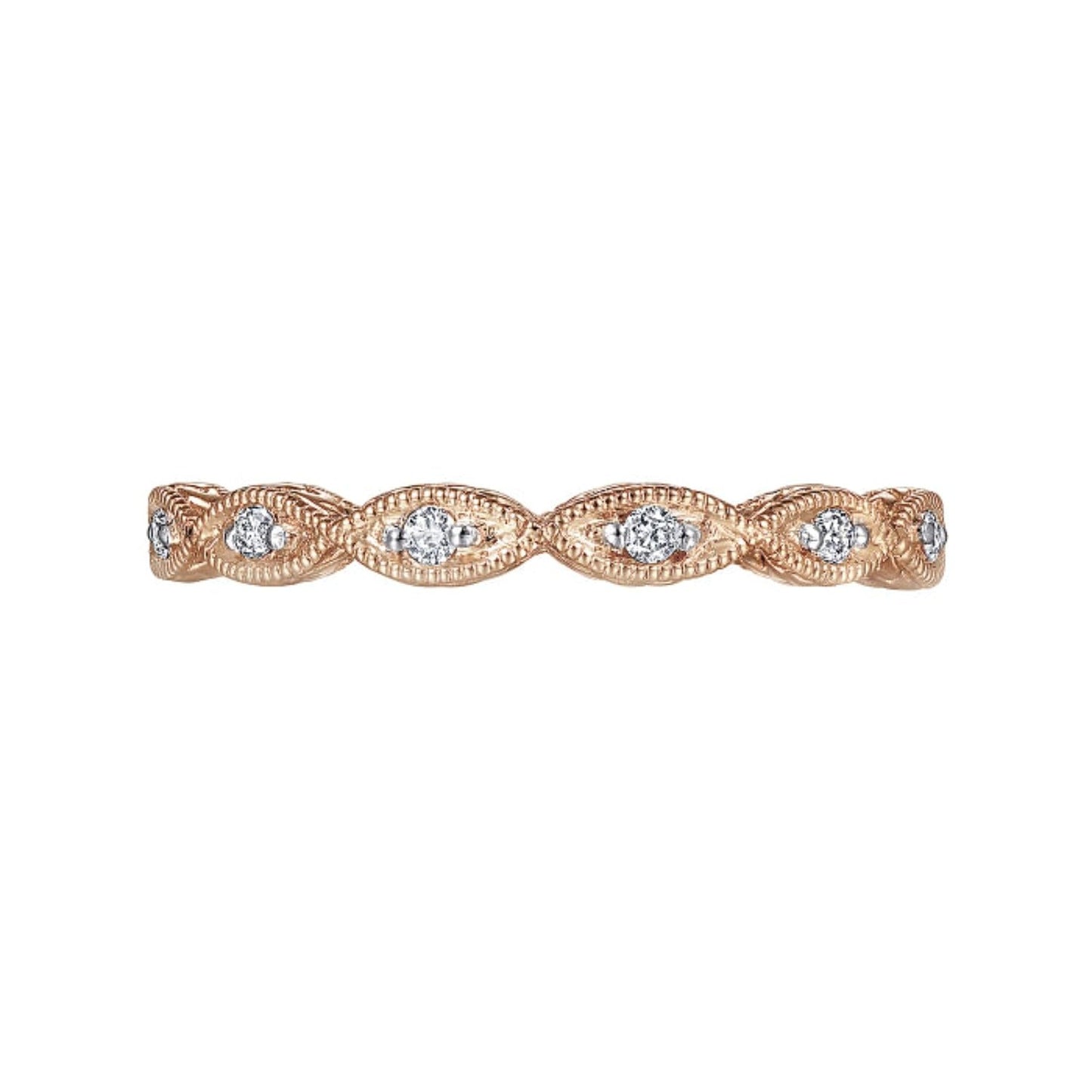 Gabriel & Co. "Luminous" Vintage Styled Diamond Ring with Milgrain Finish