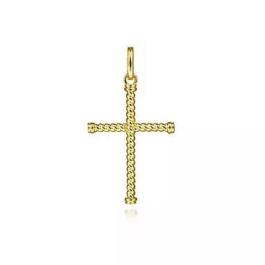 Gabriel & Co | 14K Yellow Gold Twisted Rope Cross Pendant