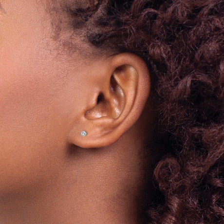 Inverness 14k White 3mm Crystal Bezel Earrings