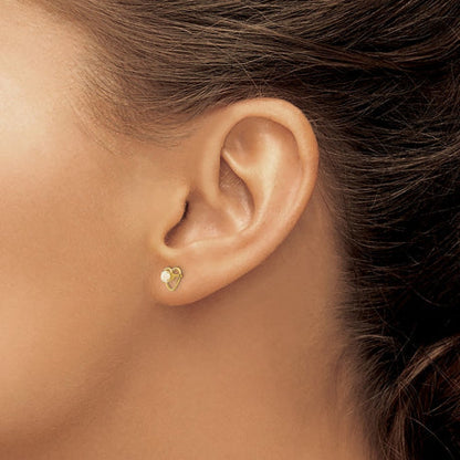 14k Madi K 3mm Opal Birthstone Heart Earrings