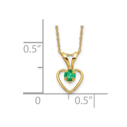 14k Madi K 3mm Emerald Heart Birthstone Necklace