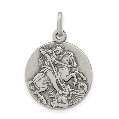 Sterling Silver Antiqued Saint George Medal