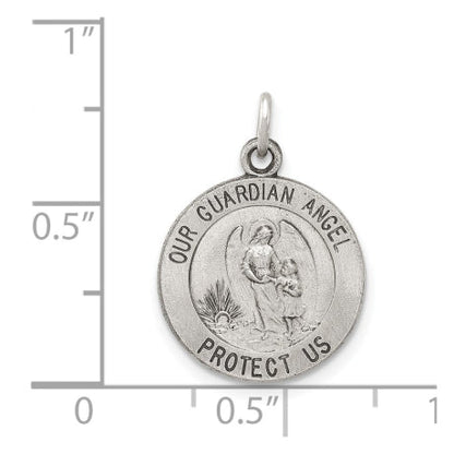 Sterling Silver Antiqued Guardian Angel Medal