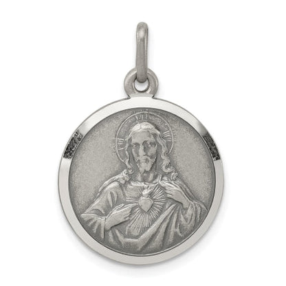 Sterling Silver Sacred Heart of Jesus Medal