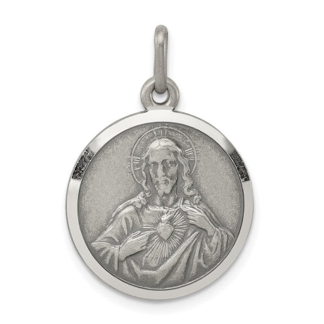 Sterling Silver Sacred Heart of Jesus Medal