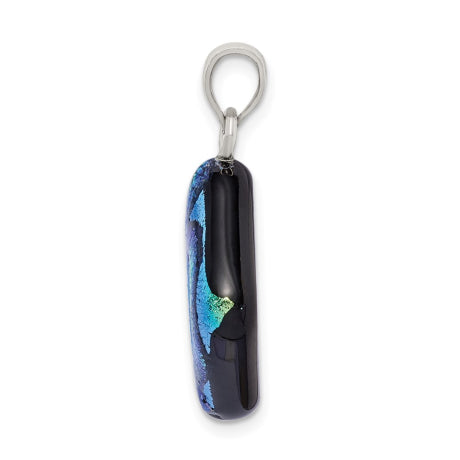 Sterling Silver Multicolor Dichroic Glass Diamond Shaped Pendant