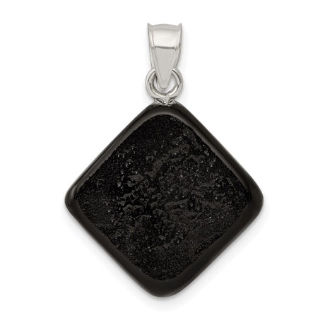 Sterling Silver Multicolor Dichroic Glass Diamond Shaped Pendant