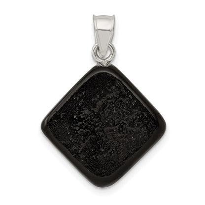Sterling Silver Multicolor Dichroic Glass Diamond Shaped Pendant