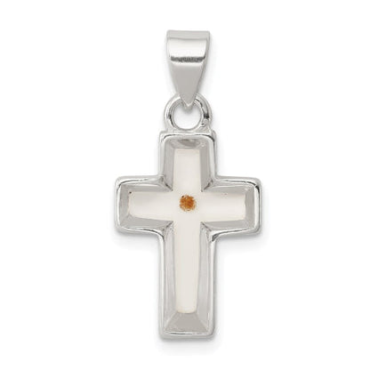 Sterling Silver Enameled with Mustard Seed Cross Pendant