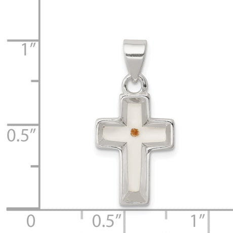 Sterling Silver Enameled with Mustard Seed Cross Pendant