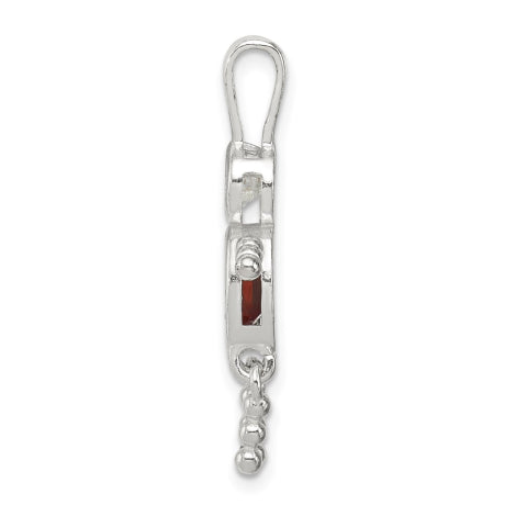 Sterling Silver CZ & January Glass Boy Pendant