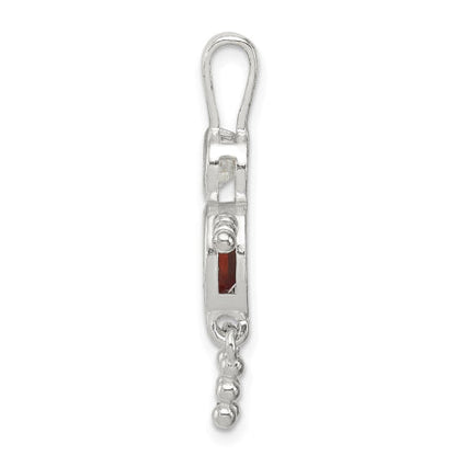Sterling Silver CZ & January Glass Boy Pendant