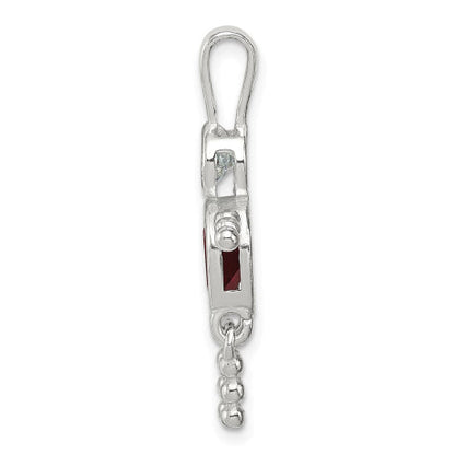 Sterling Silver CZ & July Glass Boy Pendant