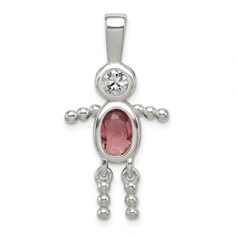Sterling Silver CZ & June Glass Boy Pendant