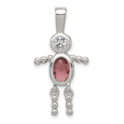 Sterling Silver CZ & June Glass Boy Pendant