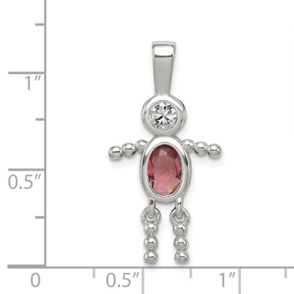 Sterling Silver CZ & June Glass Boy Pendant