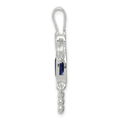 Sterling Silver CZ & September Glass Boy Pendant