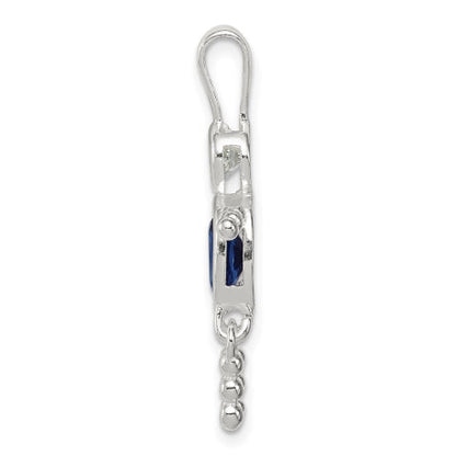 Sterling Silver CZ & September Glass Boy Pendant