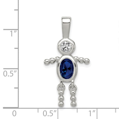 Sterling Silver CZ & September Glass Boy Pendant