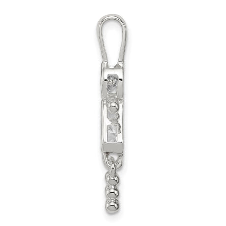 Sterling Silver CZ & April Glass Girl Pendant