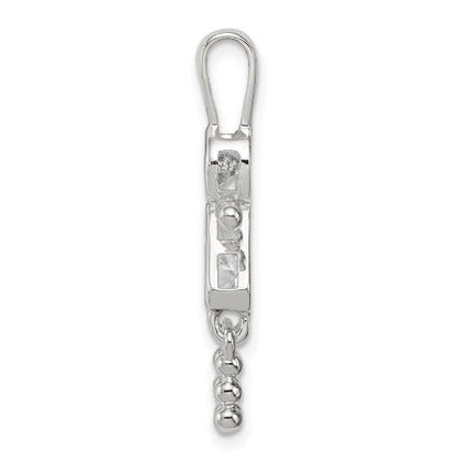 Sterling Silver CZ & April Glass Girl Pendant