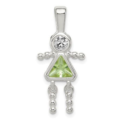 Sterling Silver CZ & August Glass Girl Pendant