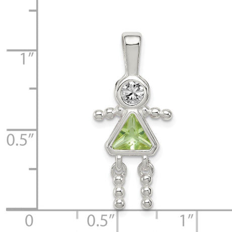 Sterling Silver CZ & August Glass Girl Pendant