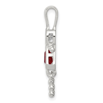 Sterling Silver CZ & July Glass Girl Pendant