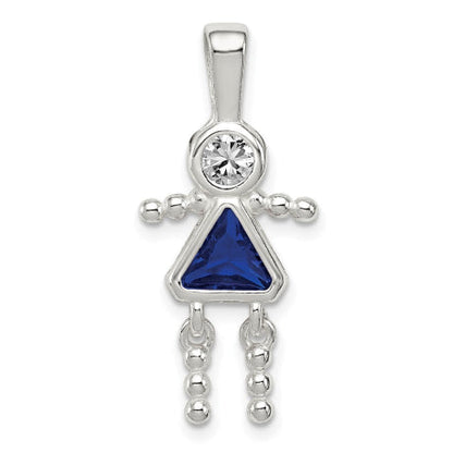 Sterling Silver CZ & September Glass Girl Pendant