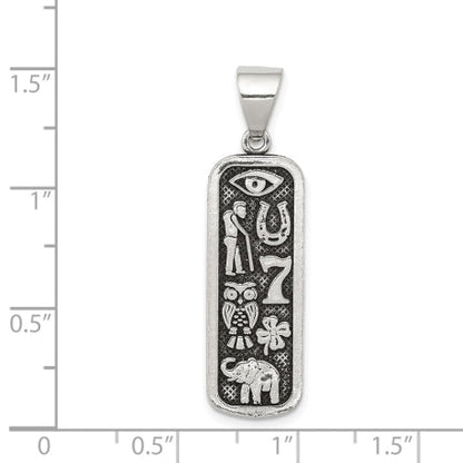 Sterling Silver Antiqued Good Luck Icon Tag Pendant
