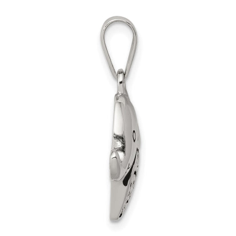 Sterling Silver Antiqued CZ Elephant Pendant