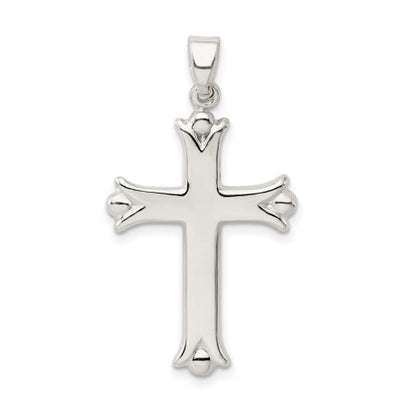Sterling Silver Polished Budded Cross Pendant