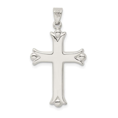 Sterling Silver Polished Budded Cross Pendant
