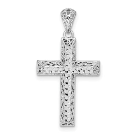 Sterling Silver Rhodium-plated Polished D/C Cross Pendant