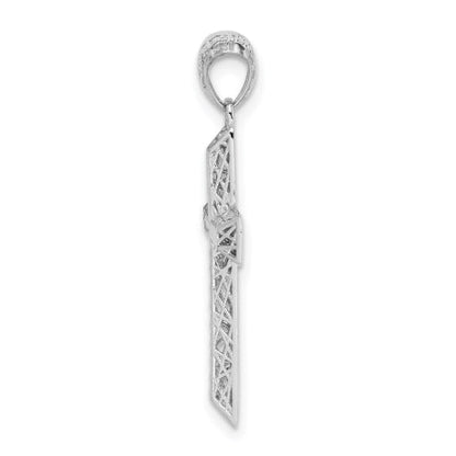 Sterling Silver Rhodium-plated Polished D/C Cross Pendant